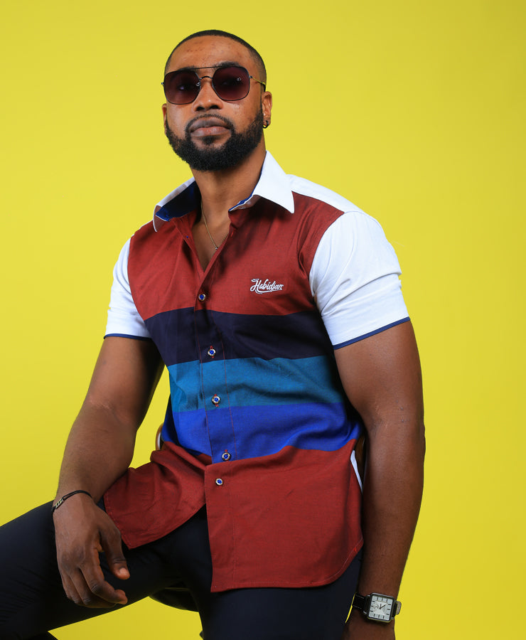 Chemise HABI’DJAN Color Block – Élégance Urbaine