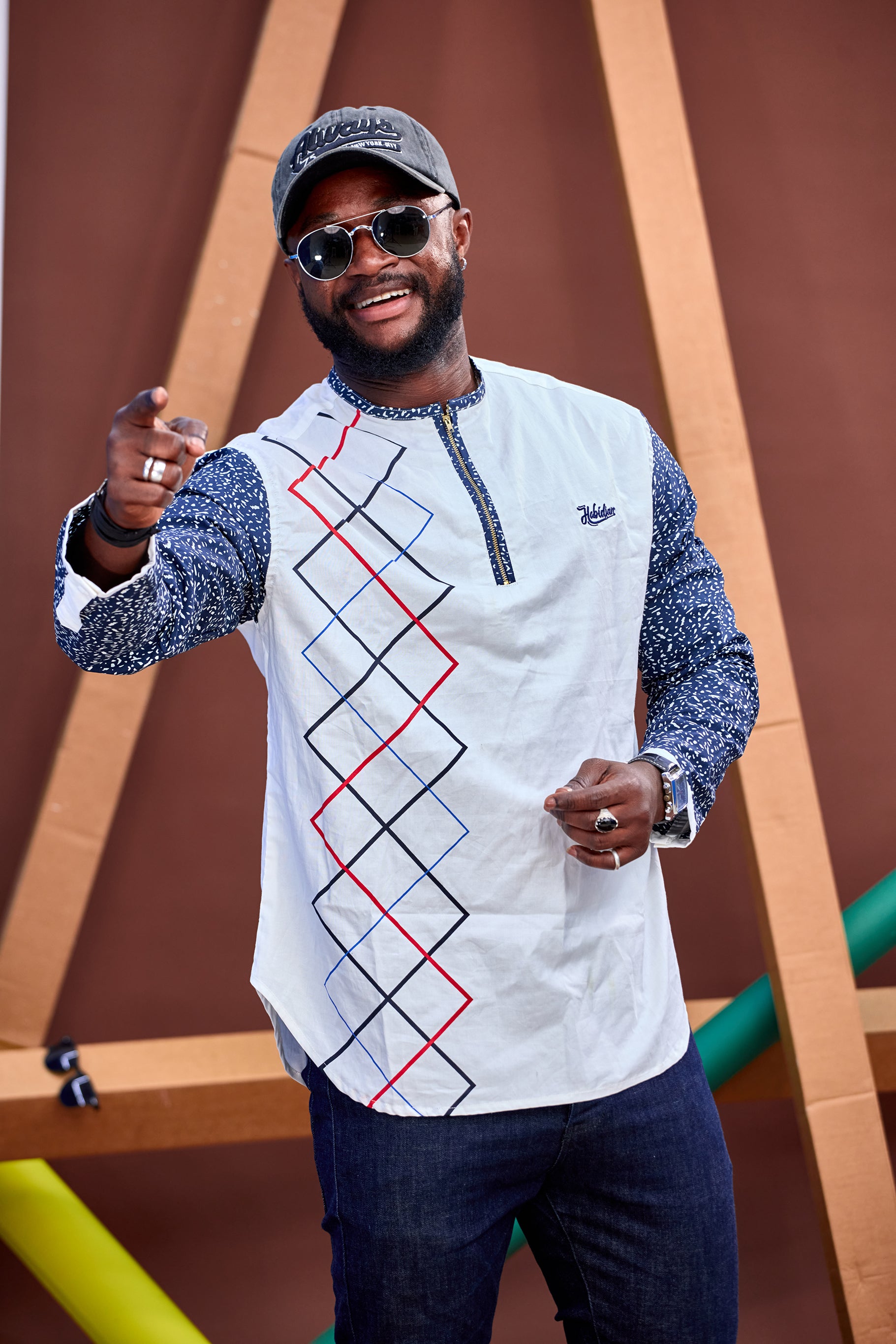 Chemise HABI’DJAN – Blanc Graphique à Manches Imprimées