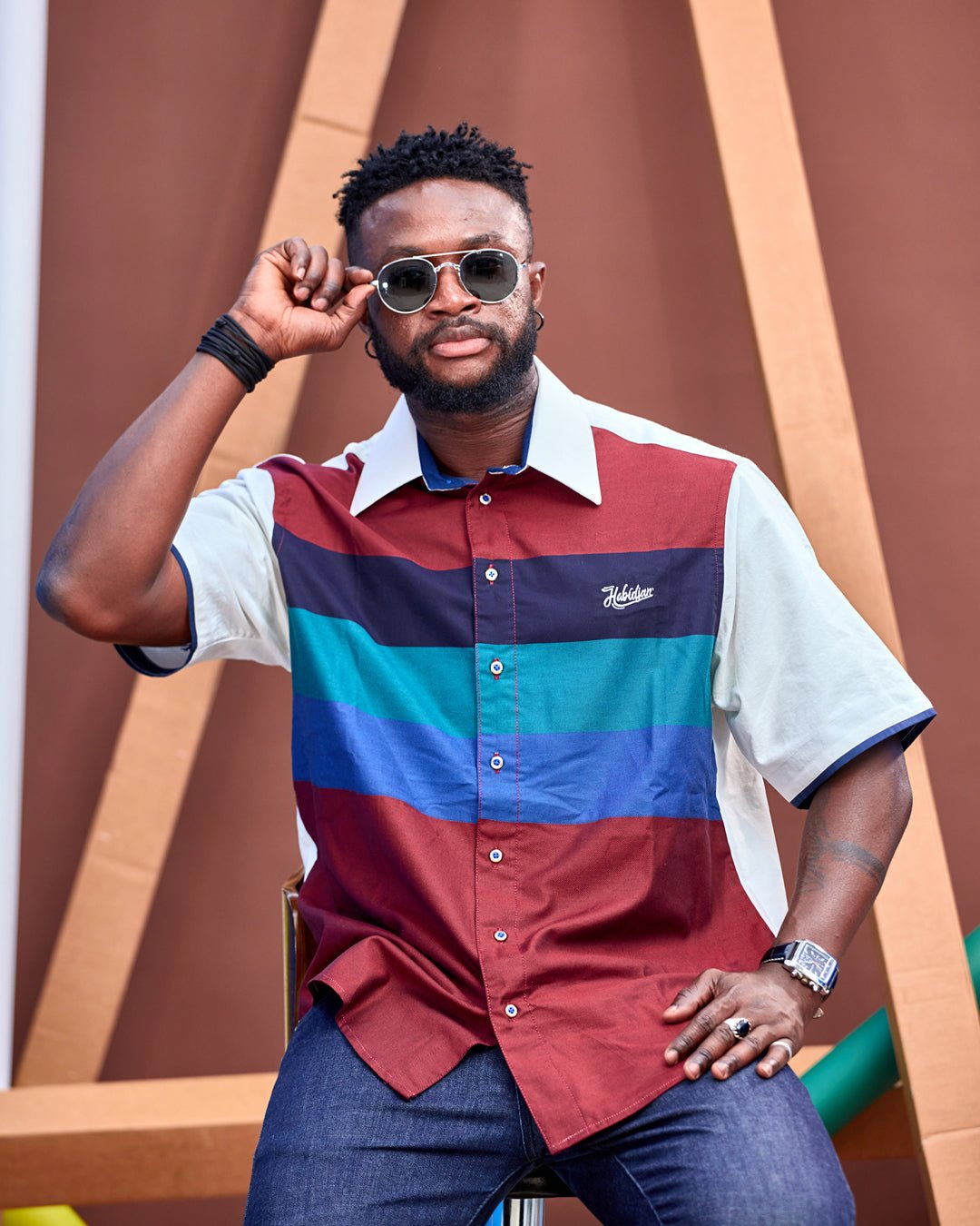 Chemise HABI’DJAN Color Block – Élégance Urbaine - Habi'djan