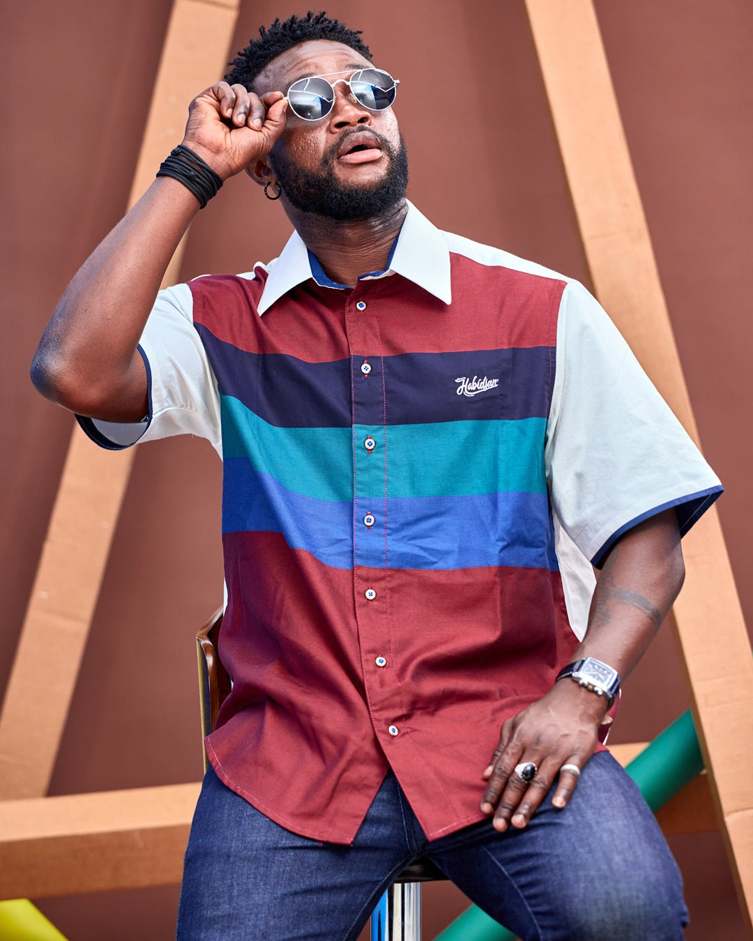 Chemise HABI’DJAN Color Block – Élégance Urbaine - Habi'djan